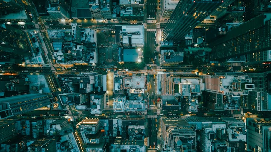 City aerial view at night